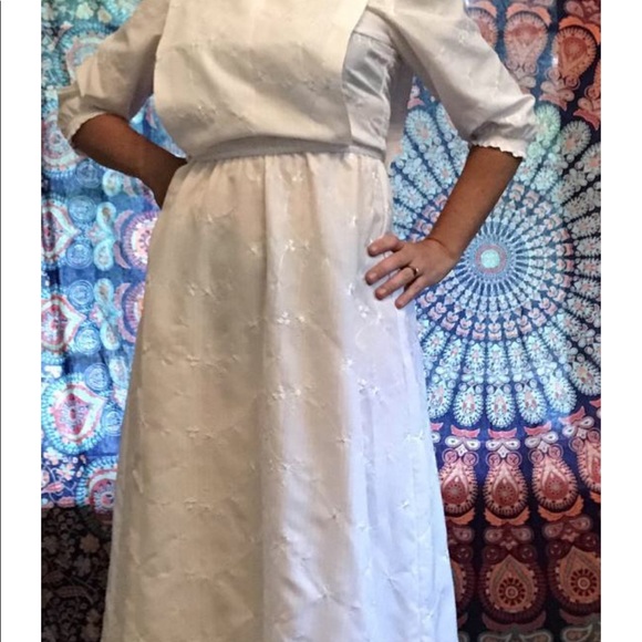 Vintage Prairie GUNNE SAX White Cotton Dress - Picture 6 of 6